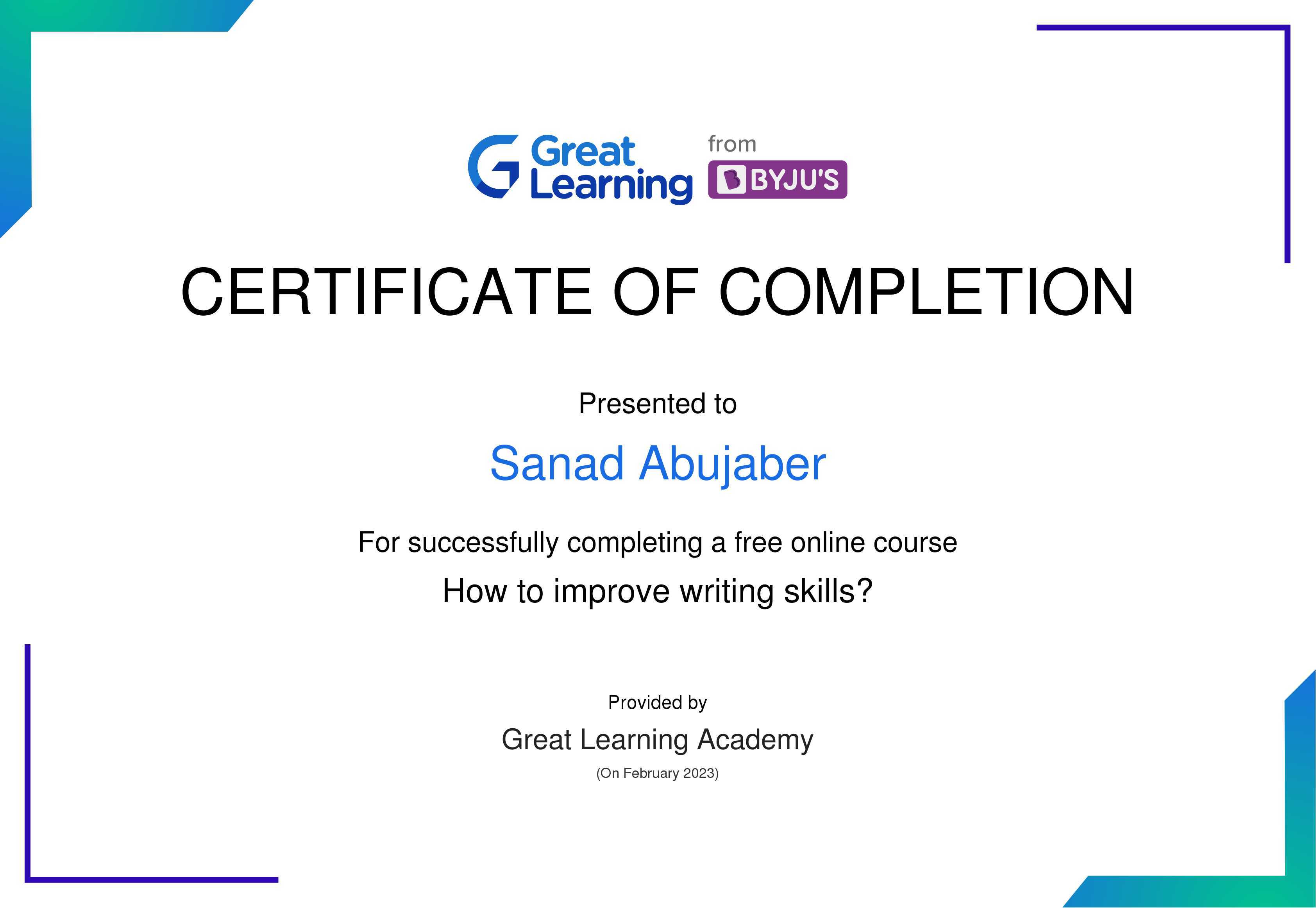 improve writing skills Certification