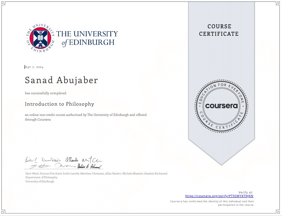 Introduction to Philosophy Certification