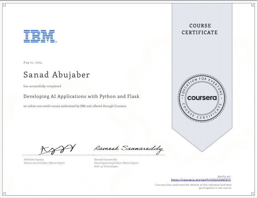 Developing AI Applications with Python and Flask Certification