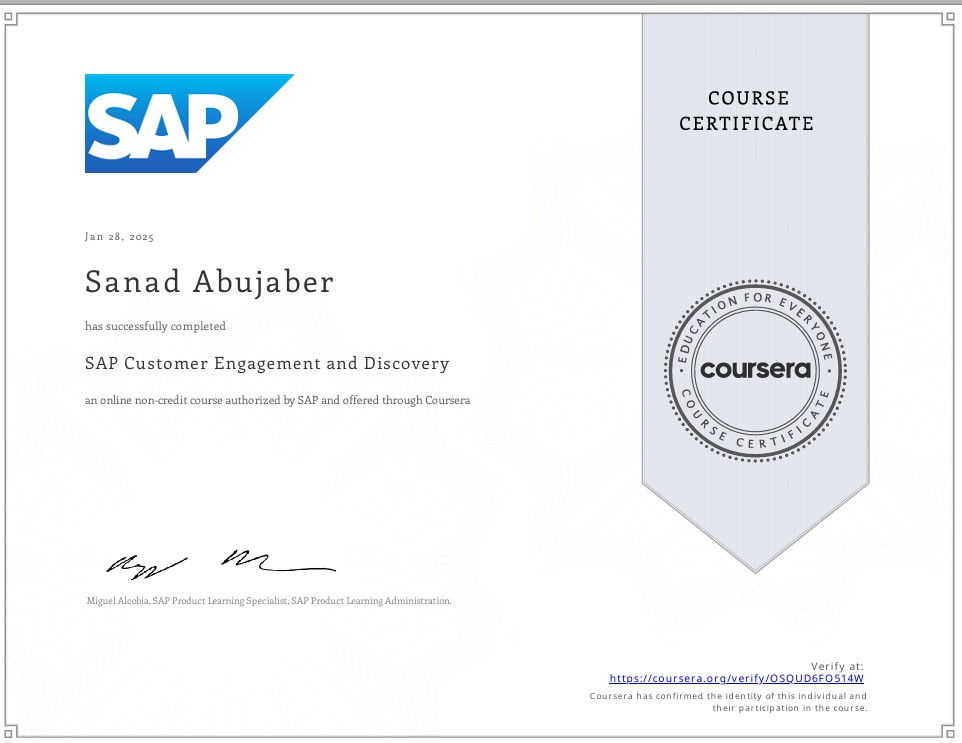 SAP Customer Engagement and Discovery Certification
