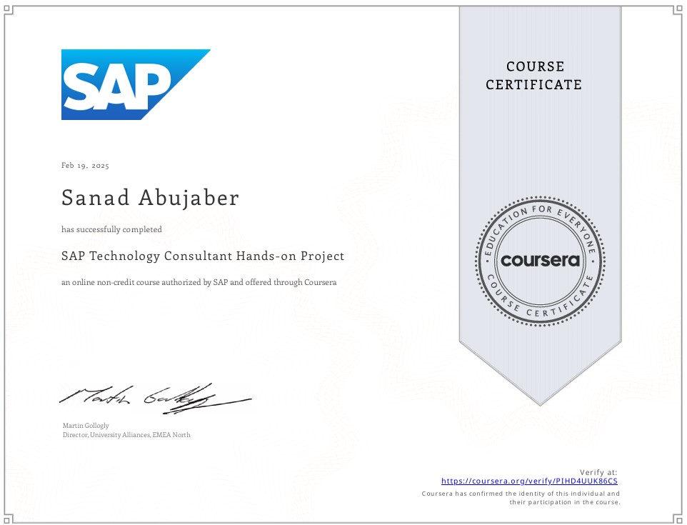 SAP Technology Consultant Hads-on Project Certification